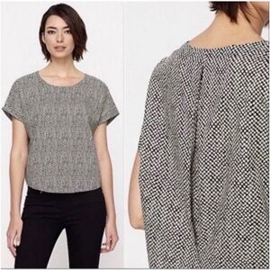 Eileen Fisher Organic Cotton Black & Cream Blouse Size Large